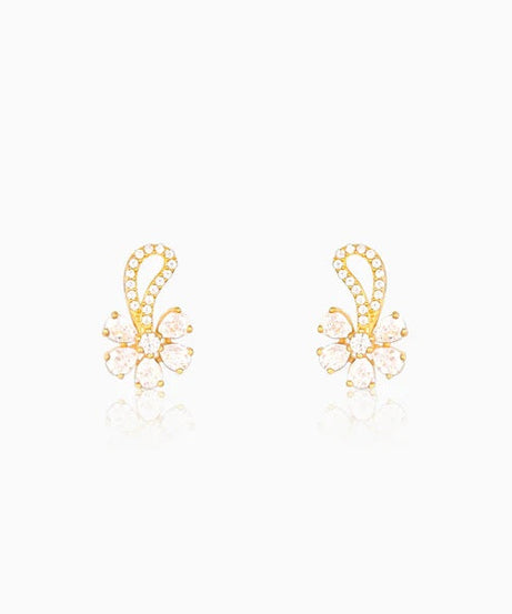 Golden White Floral Damsel Earrings