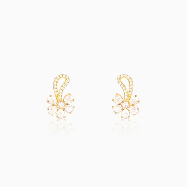 Golden White Floral Damsel Earrings