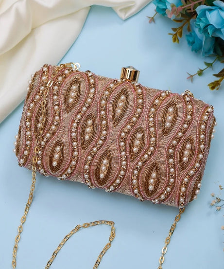 Pearl Embroidery Clutch