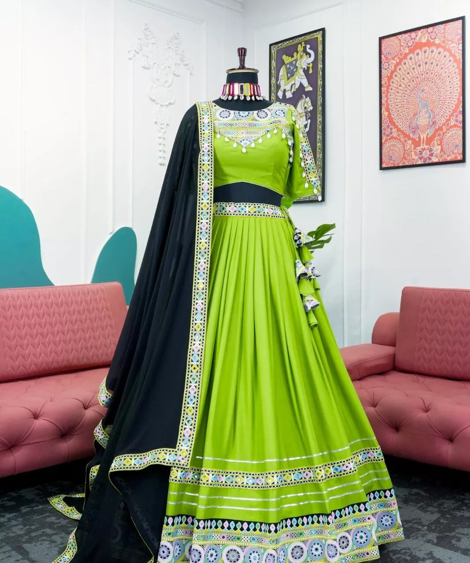 Indian Rayon Lehenga Blouse & Dupatta