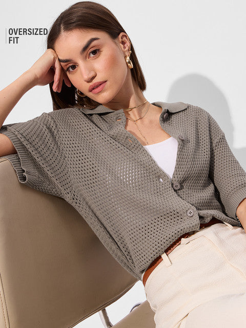 Open Knit Milano Women Boyfriend Shirts