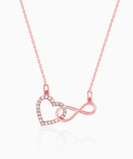 Rose Gold Sparkling Infinity Pendant with Link Chain