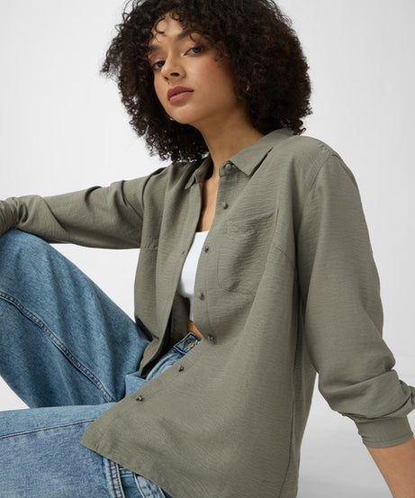 Textured Shirt  Light Olive Women Shirts