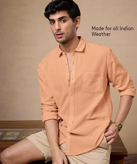 Cotton Linen Peach Shirts
