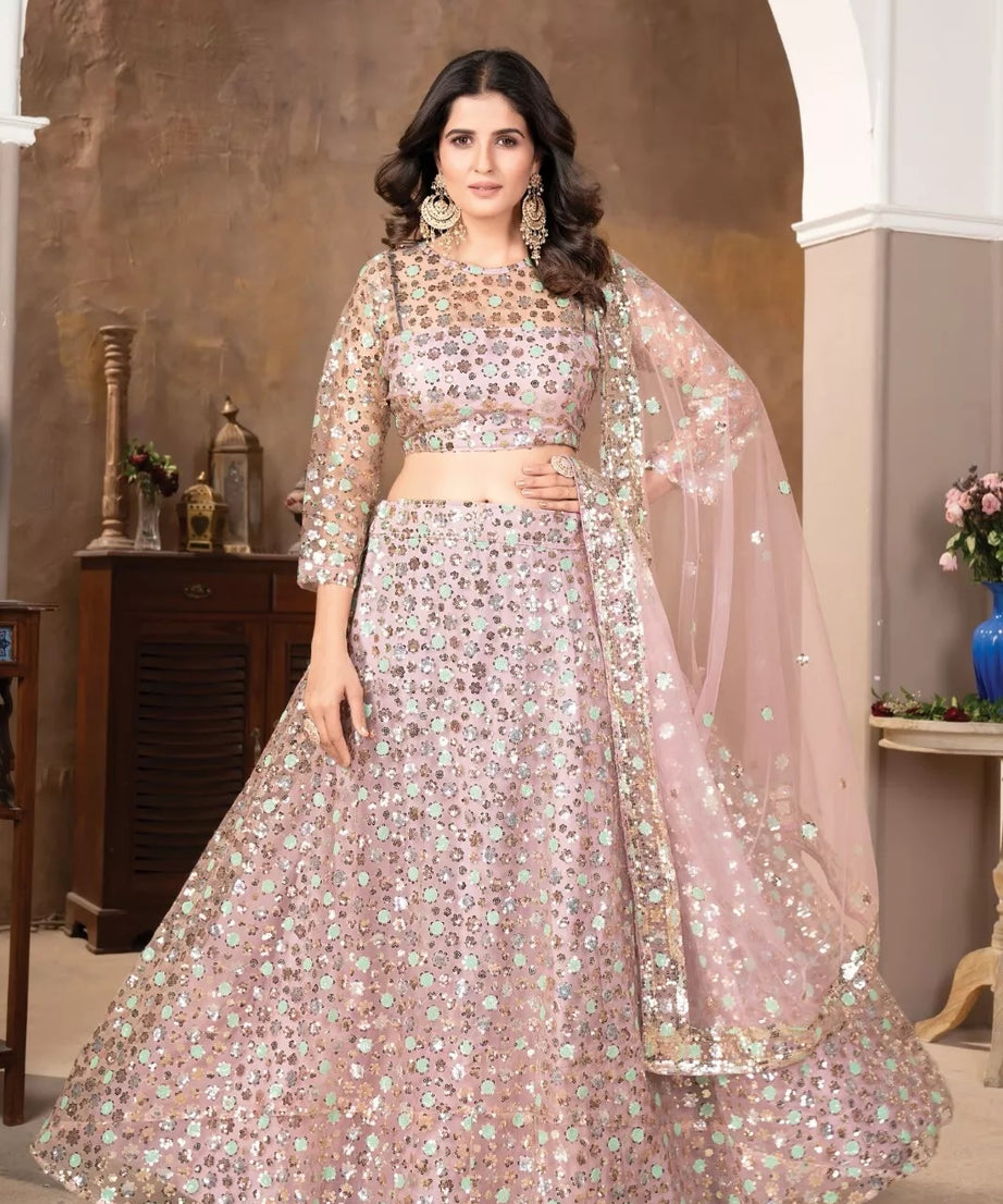 Embellished With  Sequence Work  Designer Lehenga Blouse & Dupatta