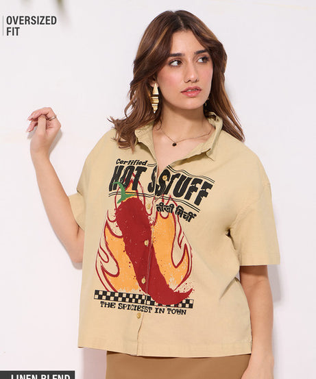 Cotton Linen  Teekhi Mirchi Women Holiday Shirts