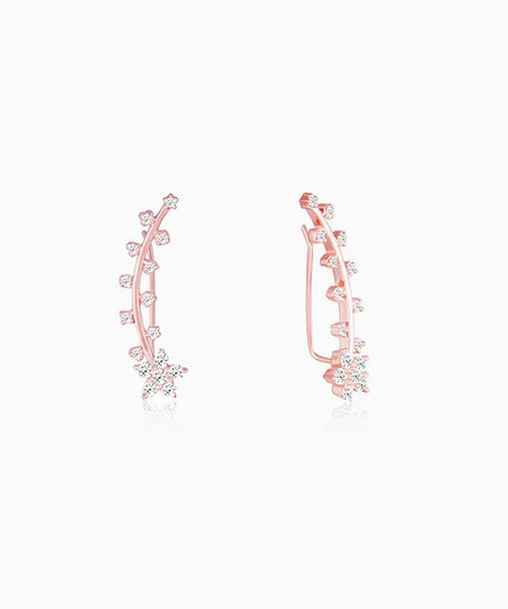 Rose Gold Floral Branch Ear Cuffs