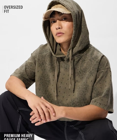Hooded Olive Paisley Hooded T-Shirts