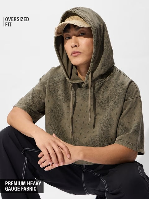 Hooded Olive Paisley Hooded T-Shirts