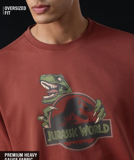 Jurassic Park Red Raptor Logo Oversized T-Shirts