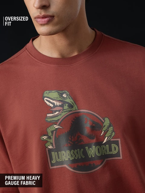 Jurassic Park Red Raptor Logo Oversized T-Shirts