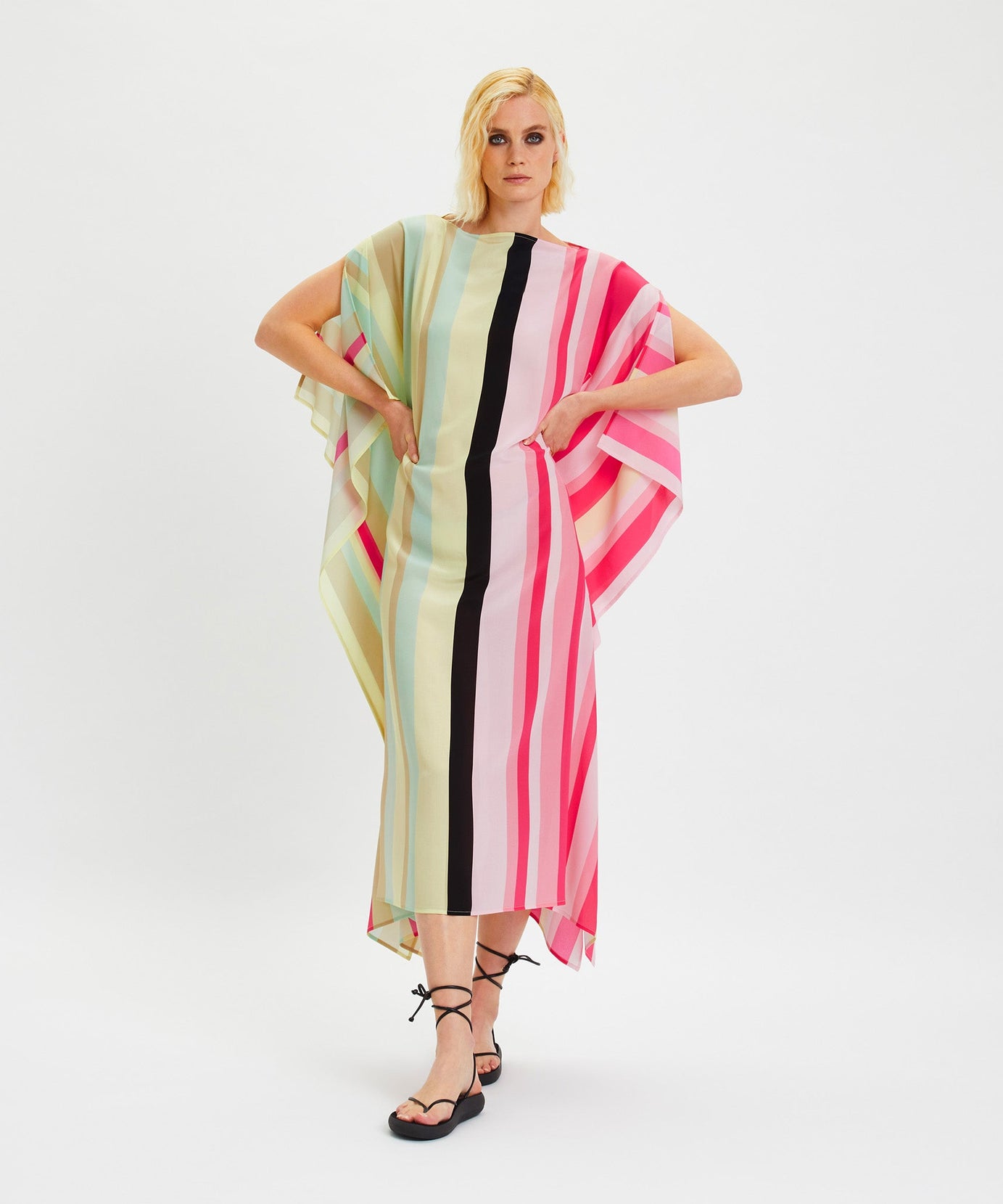 Women's Printed Silk Crepe Long Kaftan