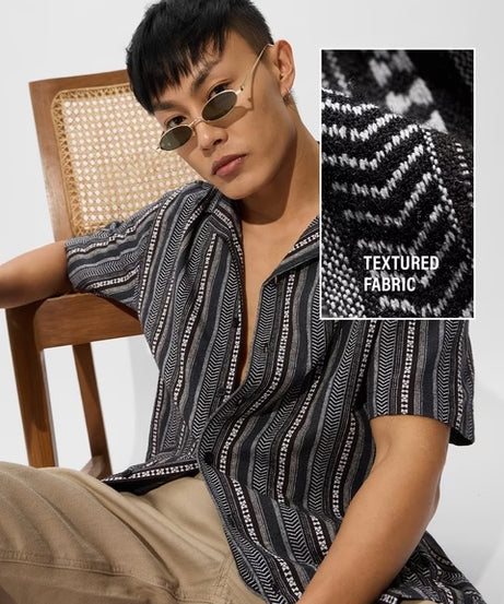 Cosmic Tribe Men Textured Shirts