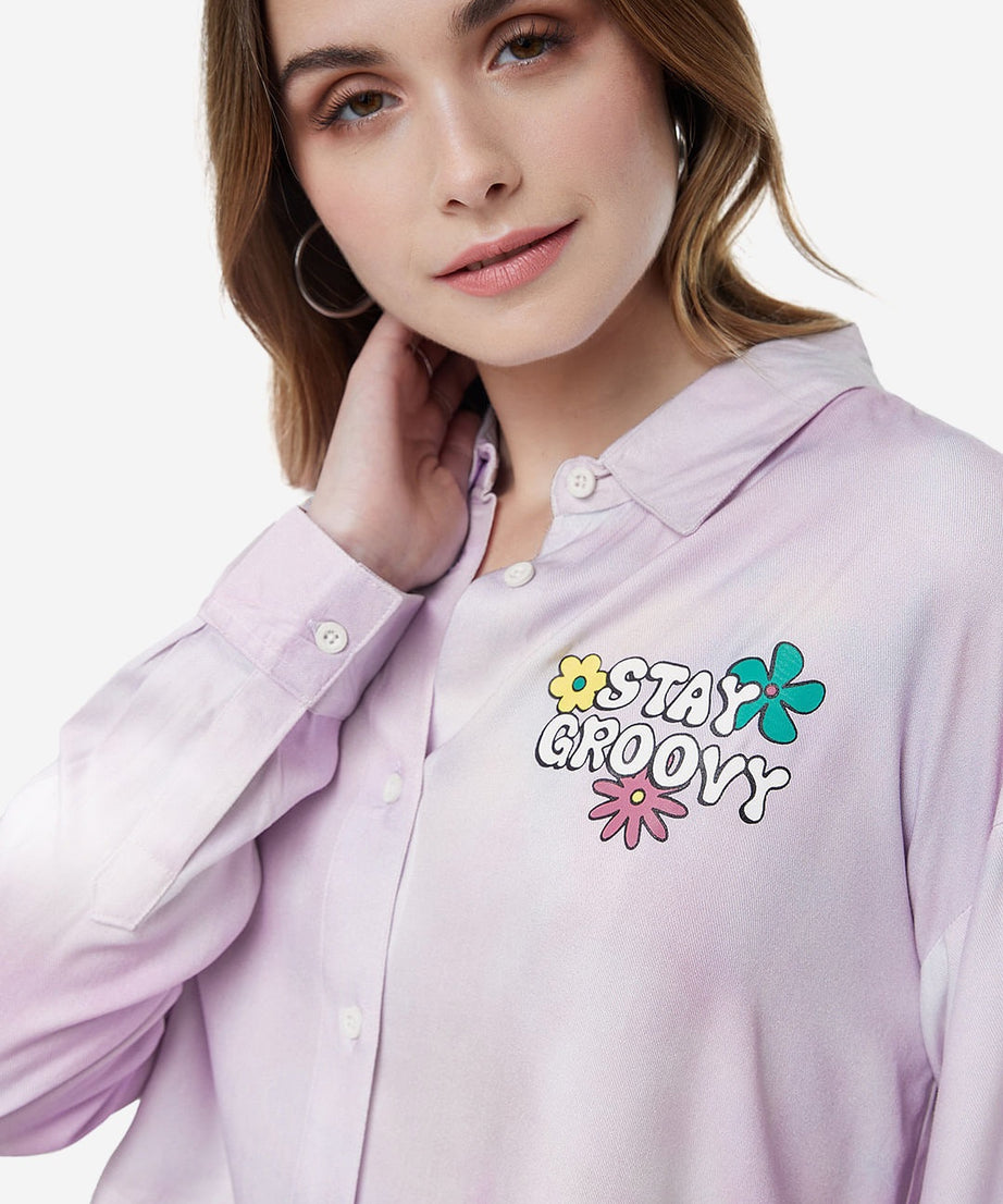 Stay Groovy Tie Dye Women Boxy Fit Shirts