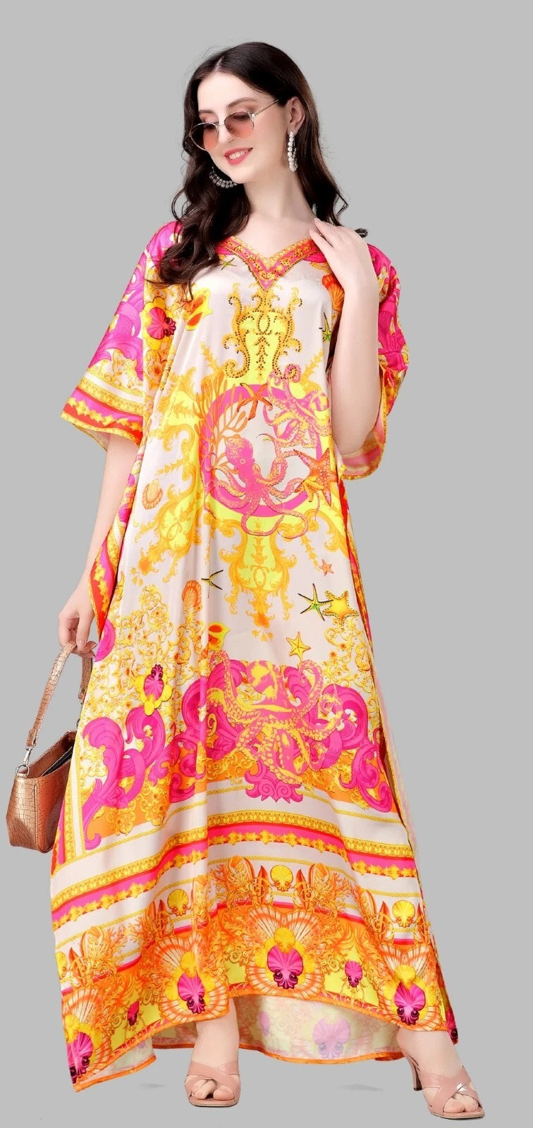 Women's Kaftan Dress Printed Loose Long Maxi Style Dress, Best Gift For Her