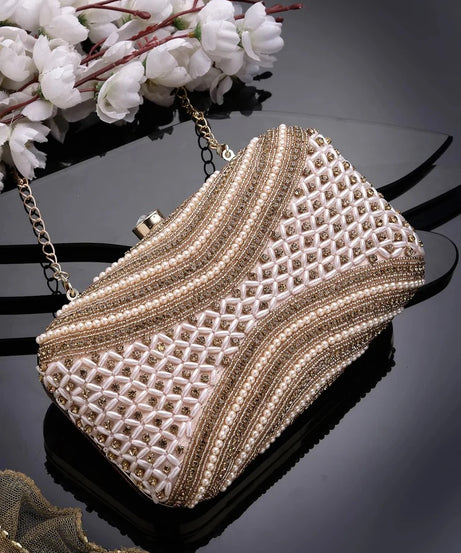 Adorn Embellished Faux Silk Clutch