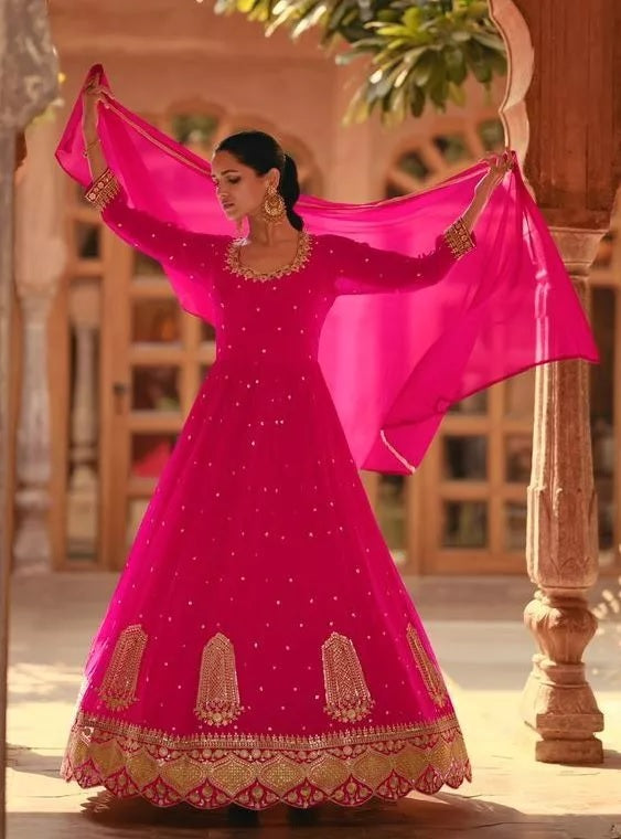 Heavy Faux Georgette Bollywood Top Bottom & Dupatta