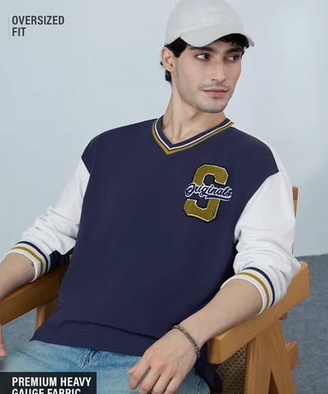 Varsity Blue League Oversized Full Sleeve T-Shirts