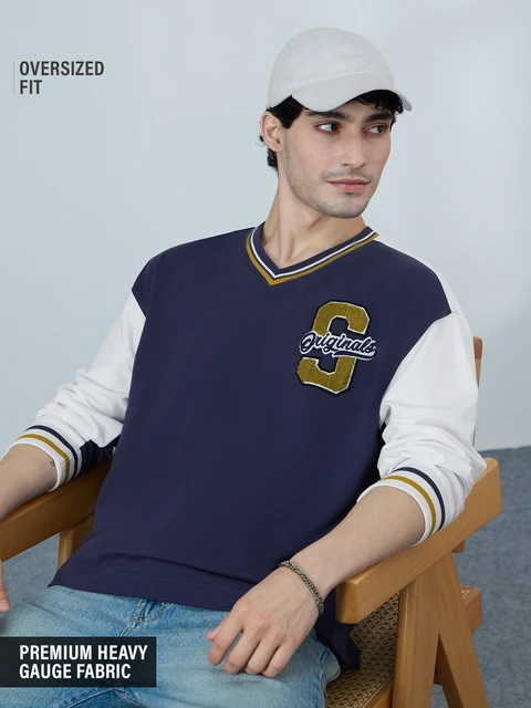 Varsity Blue League Oversized Full Sleeve T-Shirts