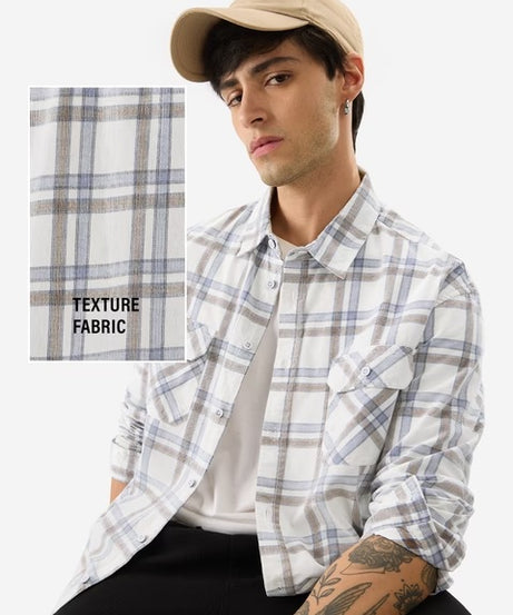 Plaid Glacier Men Textured Shirts
