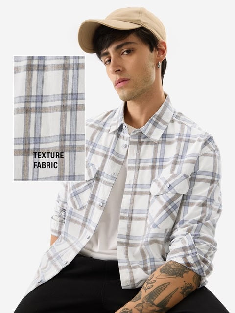 Plaid Glacier Men Textured Shirts