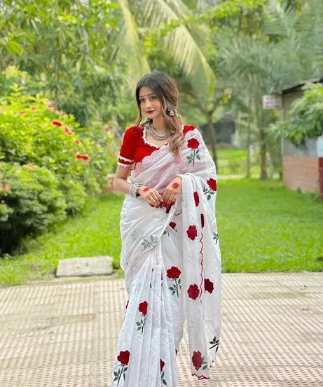 Pure Soft Chanderi Cotton Saree With Full Stitched Blouse,Wedding Sari