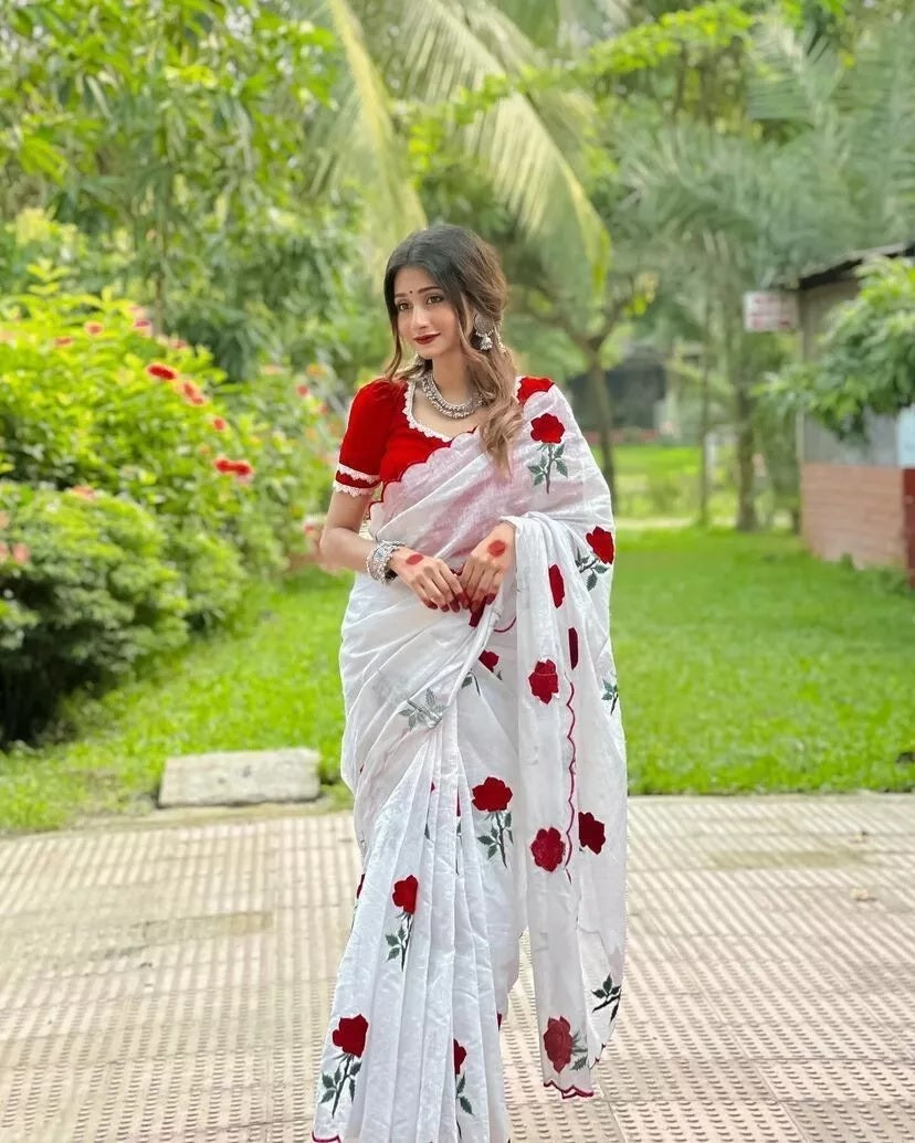 Pure Soft Chanderi Cotton Saree With Full Stitched Blouse,Wedding Sari