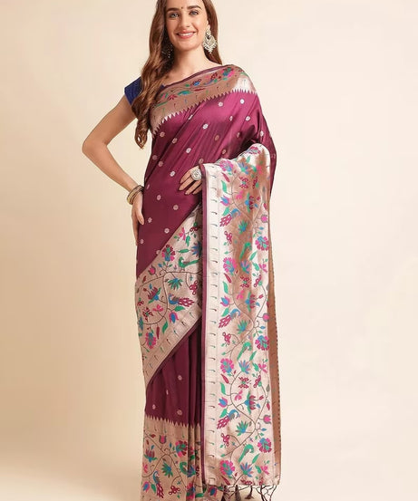 Pure Soft Kanchivaram Pethani Silk Saree With Blouse