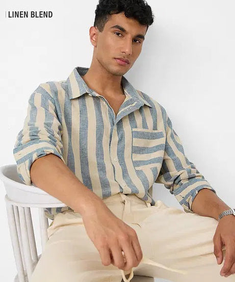 Cotton Linen Stripes Coastal Shirts