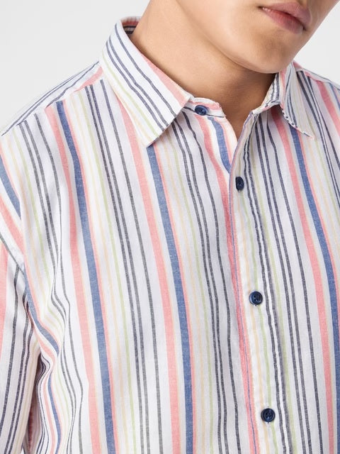 Stripes Prism Cotton Linen Shirts