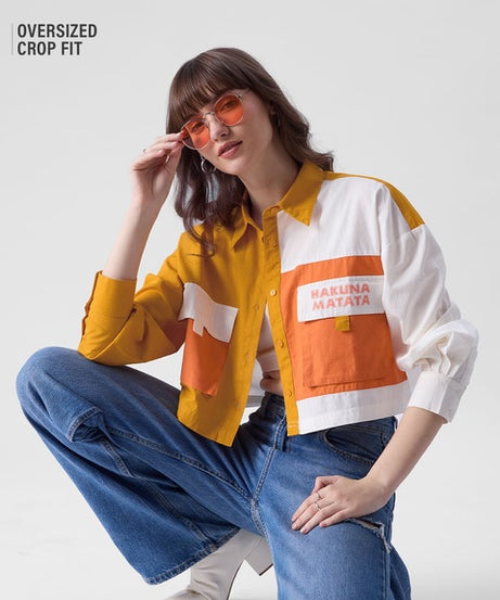 The Lion King  Hakuna Matata Women Oversized Cropped Shirts