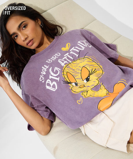 Looney Tunes Big Attitude Women Oversized T-Shirts