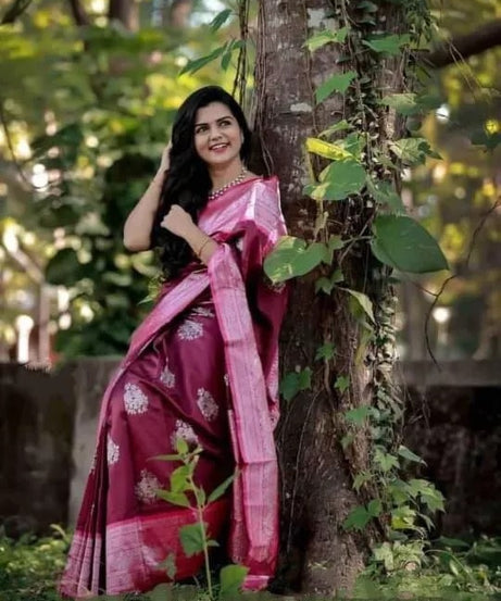 Soft Lichi Silk Indian Traditional Sari & Blouse