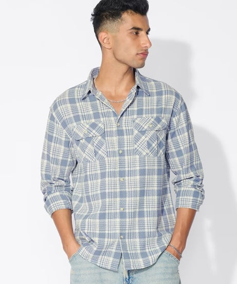 Plaid Skyfall Men Utility Shirts