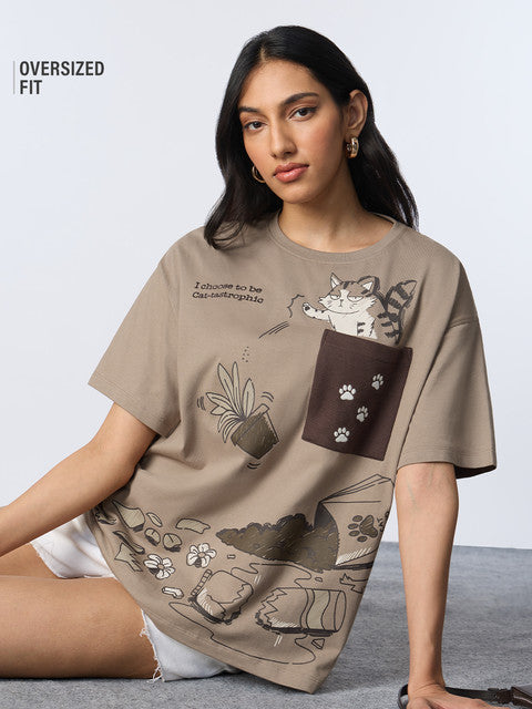 Cat-Tastrophe Women Oversized T-Shirts