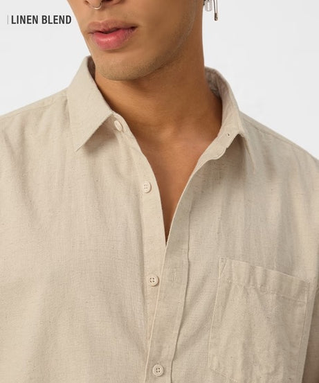 Cotton Linen Beige Cotton Linen Shirts