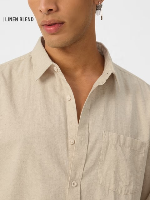 Cotton Linen Beige Cotton Linen Shirts