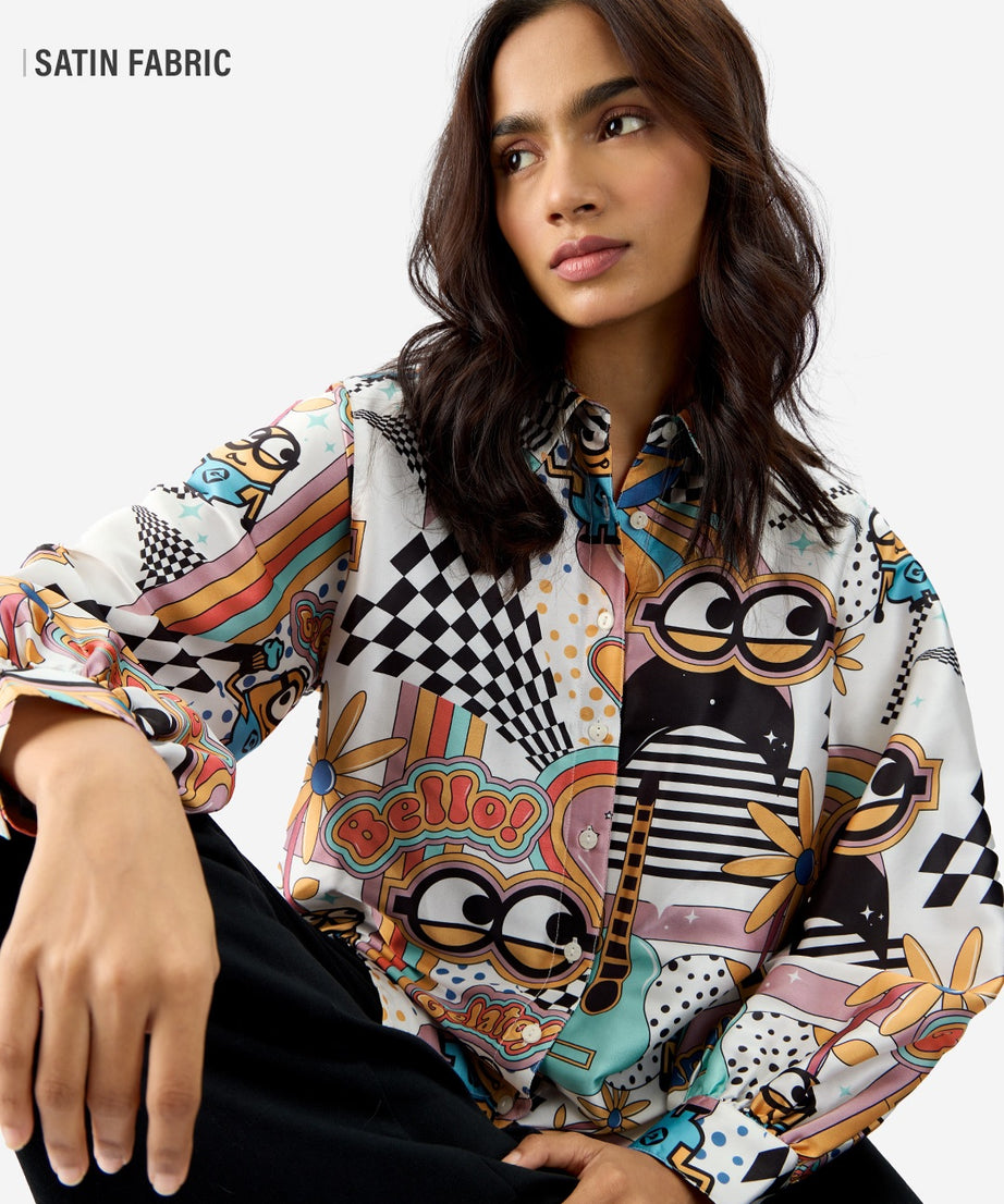 Satin Shirt  Minion Mania Women Shirts