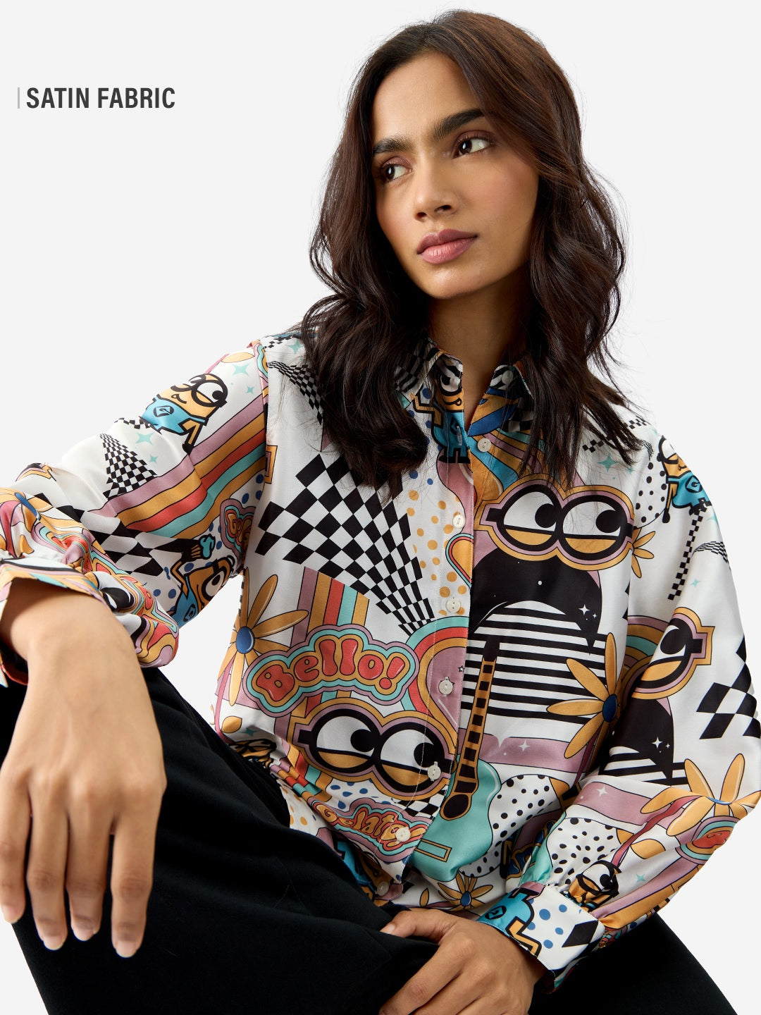 Satin  Minion Mania Women Shirts