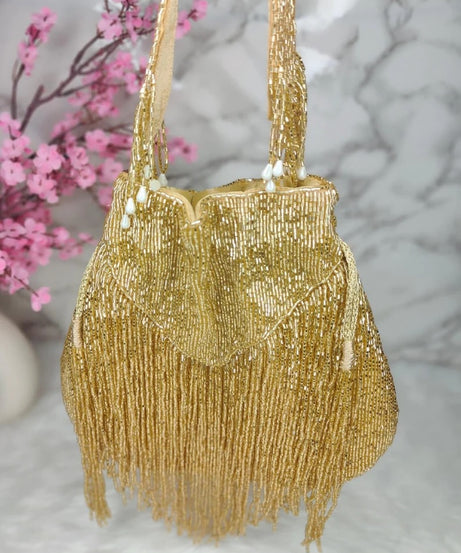 Designer "V" Shape Fringes Potli Bag