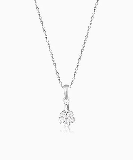 Silver Enchanted Floral Pendant With Link Chain