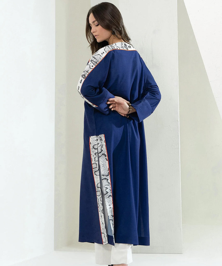 Blue Viscose Rayon Occasion Wear Women's Long Kaftan