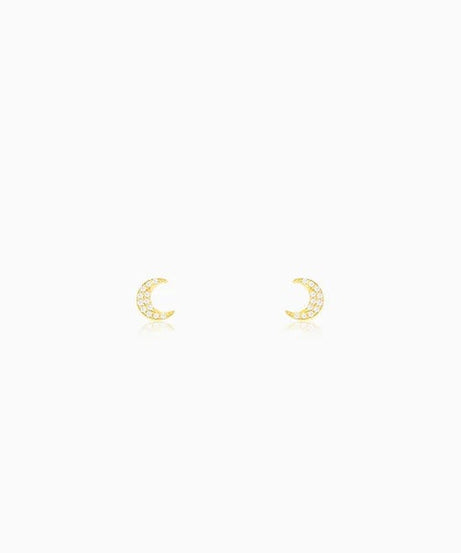 Golden Crescent Zircon Tiny Earrings