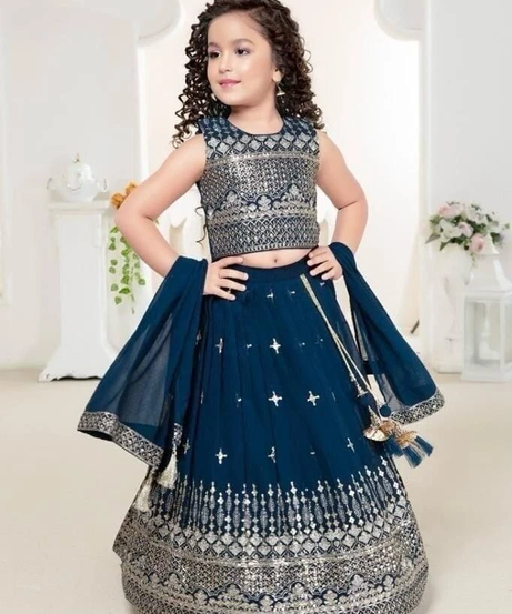 Trending Kids Wear Sequence Embroidery with Beautiful Work Lehenga Blouse with Dupatta 22-MNT
