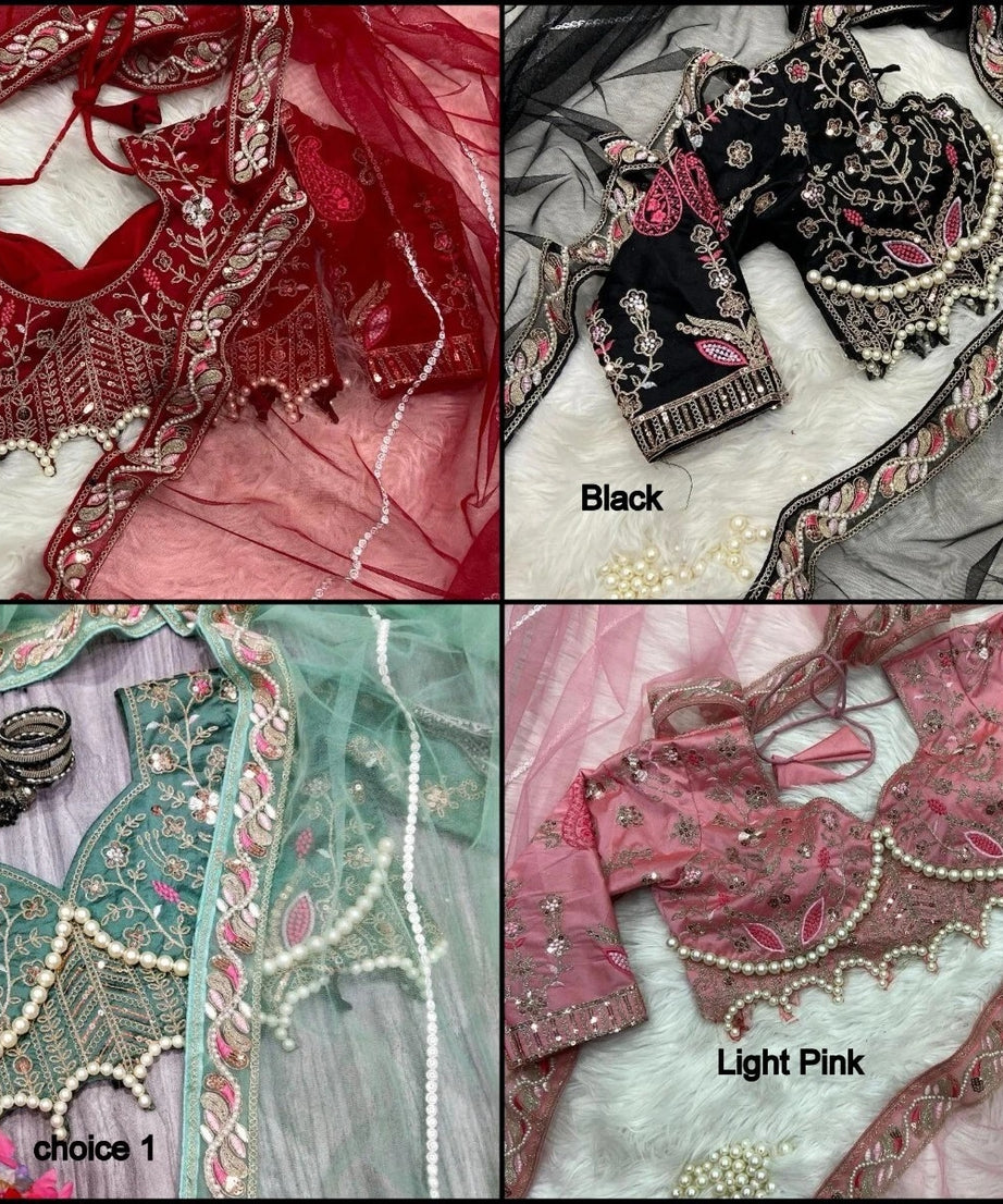 Heavy Soft Net With Embroidery And Sequence Work wedding Party wear Saree And Blouse 11-KK