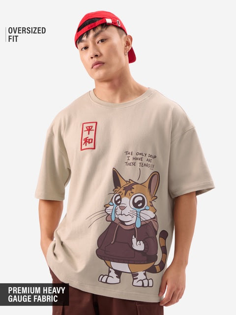 Drippy Cat Oversized T-Shirts