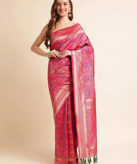 Heavy Banarasi Weaving Patola Silk Saree With Blouse