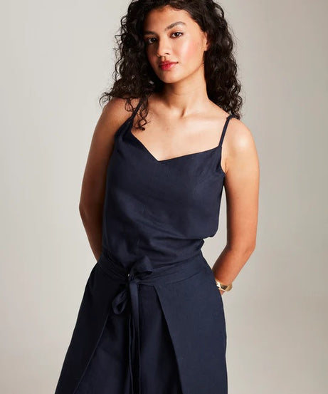 Navy Co-Linen Camisole Top