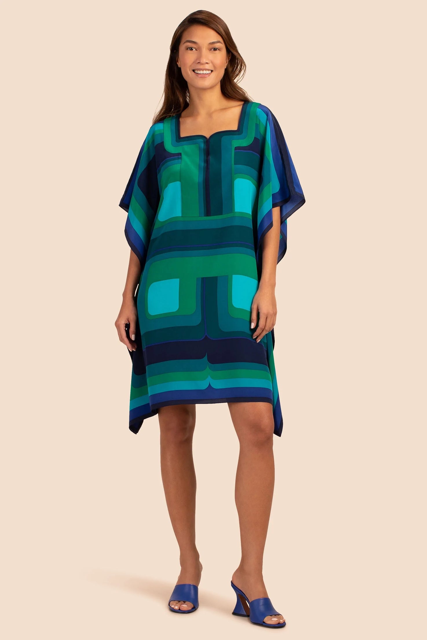 Silk Crepe Printed Short Women's Kaftan