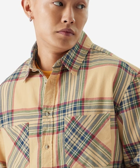 Plaid Muted Canvas Men Utility Shirts